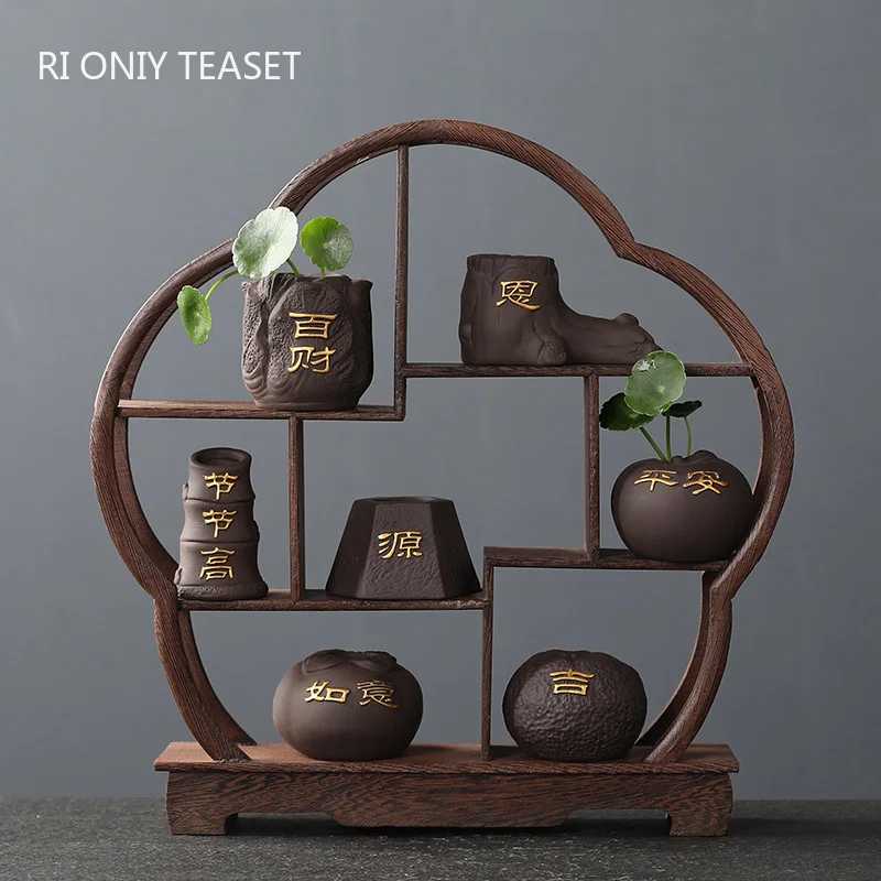 Bonsai Garden Pot - 크리 에이 티브 보라색 점토 차