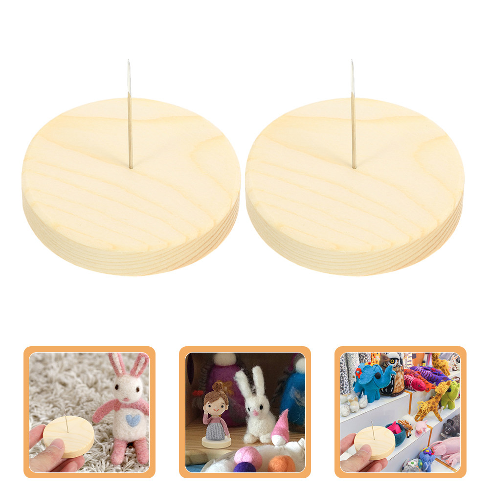 Display Stand Wood - 4개입 울 펠트 니들 펠팅 스탠드,