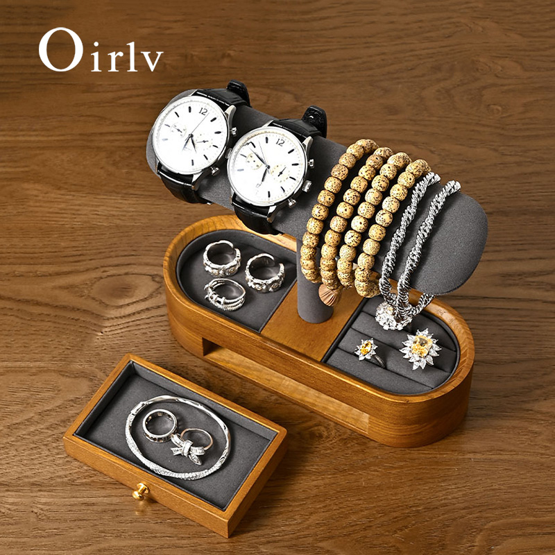 Display Stand Wood - Oirlv 단단한 나무 시계 주최자 선반