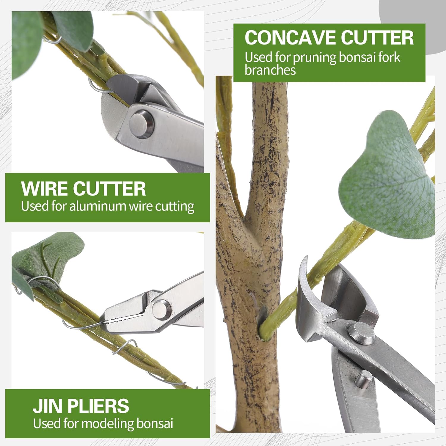 Concave Branch Cutter - 전문 분재 도구 세트 고경도 21cm