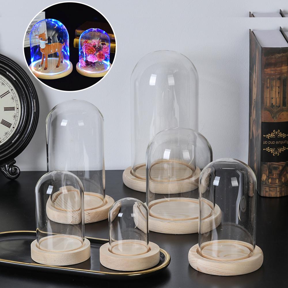 Display Stand Wood - 유리 클로슈 항아리 진열대 커버 테라리움