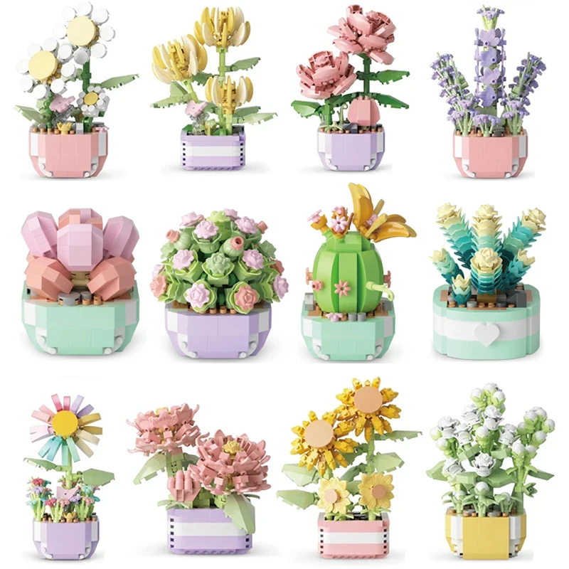 꽃 다육 식물 빌딩 블록 영원한 꽃 분재 나무 정원 로 - Bonsai Garden Pot 리뷰 및 가격