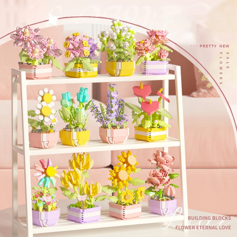 꽃 다육 식물 빌딩 블록 영원한 꽃 분재 나무 정원 로 - Bonsai Garden Pot 리뷰 및 가격