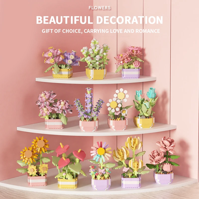 꽃 다육 식물 빌딩 블록 영원한 꽃 분재 나무 정원 로 - Bonsai Garden Pot 리뷰 및 가격