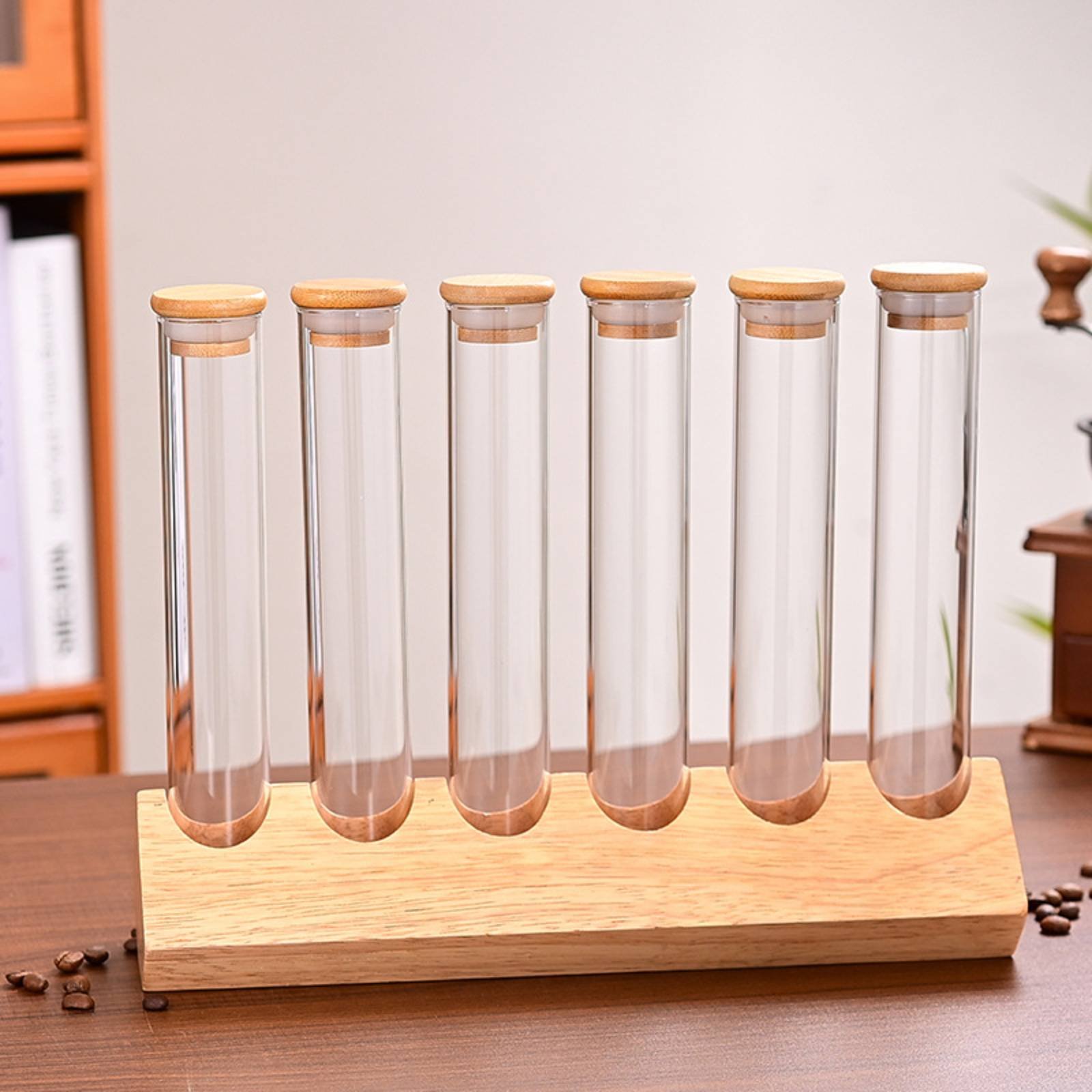 유리관 용기 세트와 나무 스탠드 공간 절약형 유리관 나 - Display Stand Wood 리뷰 및 가격