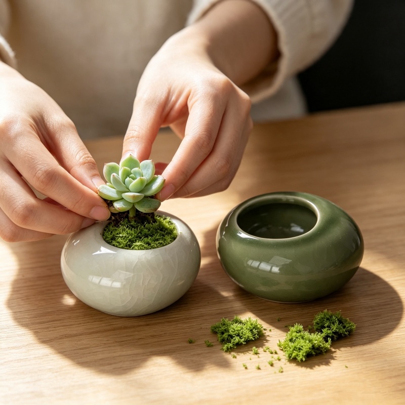 미니 아이스크랙 글레이즈드 화분, 창의적인 다육식물 화 - Bonsai Garden Art 리뷰 및 가격