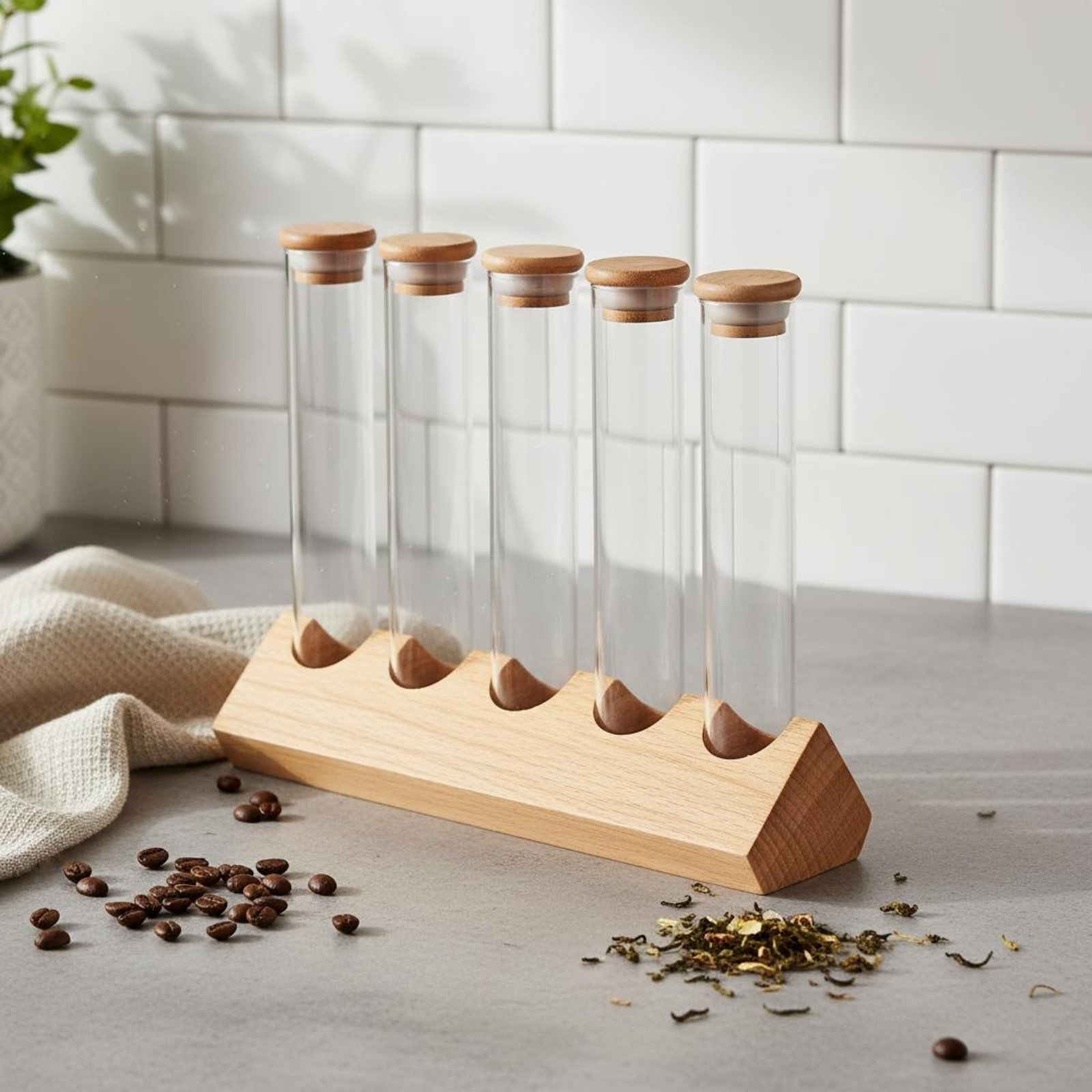 유리관 용기 세트와 나무 스탠드, 투명 디자인 유리관  - Display Stand Wood 리뷰 및 가격