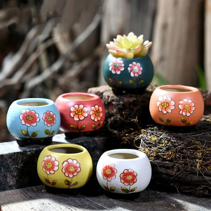 손으로 그린 도자기 꽃 패턴 다육 화분 분재 화병 화분 - Bonsai Garden Art 리뷰 및 가격