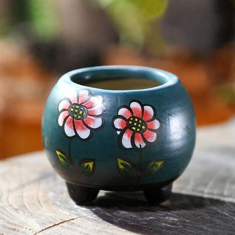 손으로 그린 도자기 꽃 패턴 다육 화분 분재 화병 화분 - Bonsai Garden Art 리뷰 및 가격