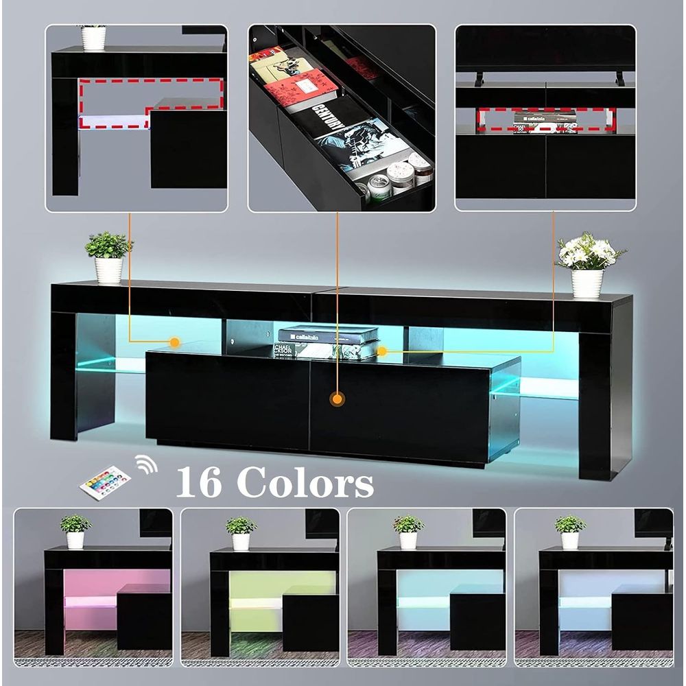 블랙 TV 스탠드, 60 65 70 75인치 목재 TV - Display Stand Wood 리뷰 및 가격