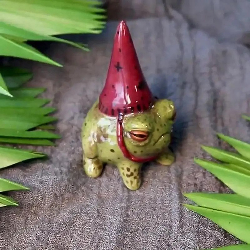 마녀 모자 작은 개구리 조각상 송진 조각 개구리 조각상 - Bonsai Garden Art 리뷰 및 가격
